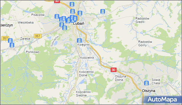 mapa Jałowiec gmina Lubań, Jałowiec gmina Lubań na mapie Targeo