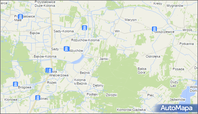 mapa Jamki gmina Potworów, Jamki gmina Potworów na mapie Targeo