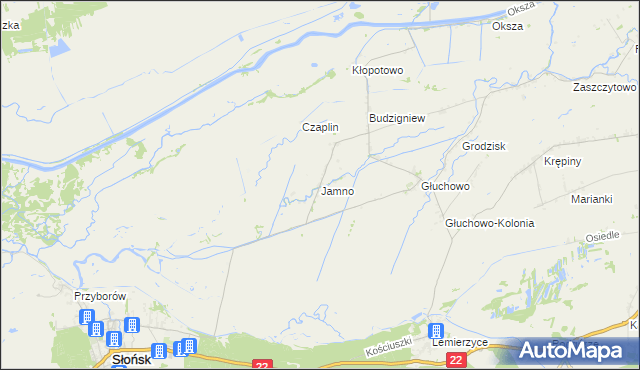mapa Jamno gmina Słońsk, Jamno gmina Słońsk na mapie Targeo