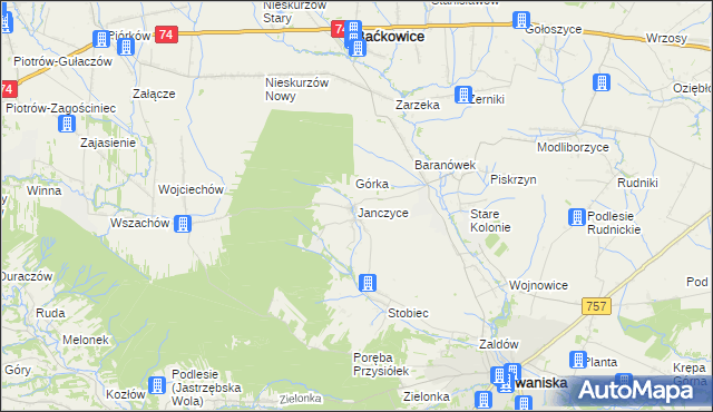 mapa Janczyce, Janczyce na mapie Targeo