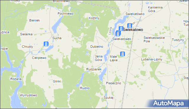 mapa Jania Góra gmina Świekatowo, Jania Góra gmina Świekatowo na mapie Targeo