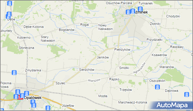 mapa Janików gmina Opatówek, Janików gmina Opatówek na mapie Targeo