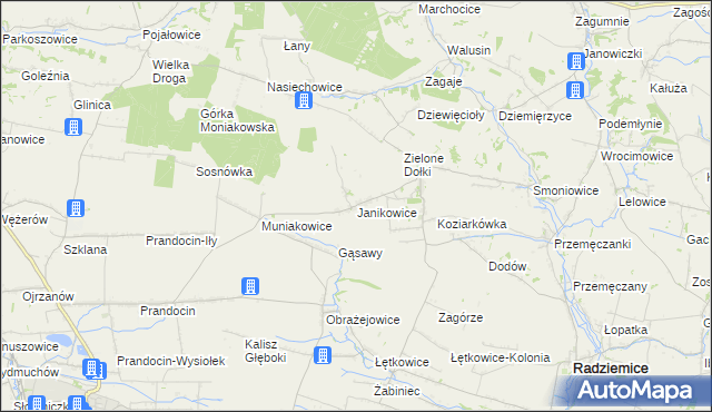 mapa Janikowice gmina Słomniki, Janikowice gmina Słomniki na mapie Targeo