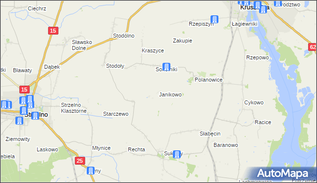 mapa Janikowo gmina Kruszwica, Janikowo gmina Kruszwica na mapie Targeo