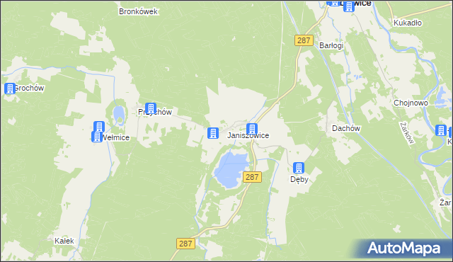 mapa Janiszowice gmina Bobrowice, Janiszowice gmina Bobrowice na mapie Targeo