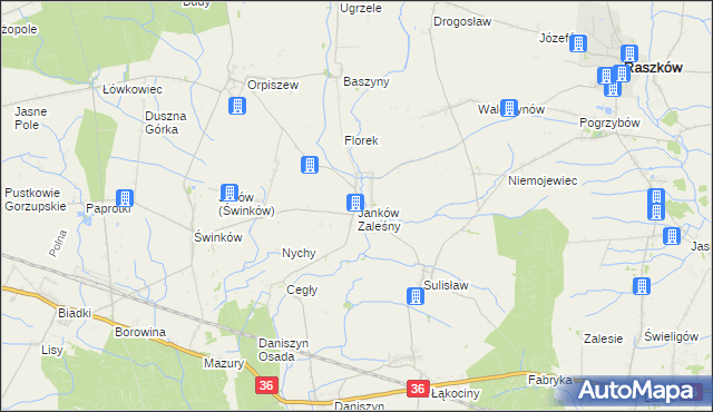 mapa Janków Zaleśny, Janków Zaleśny na mapie Targeo