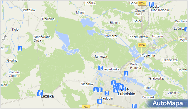 mapa Jankowa gmina Opole Lubelskie, Jankowa gmina Opole Lubelskie na mapie Targeo