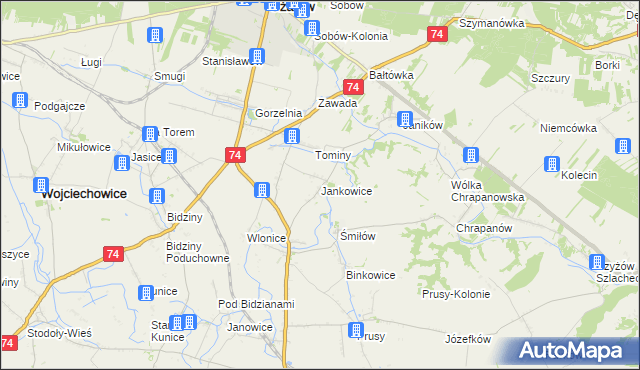 mapa Jankowice gmina Ożarów, Jankowice gmina Ożarów na mapie Targeo