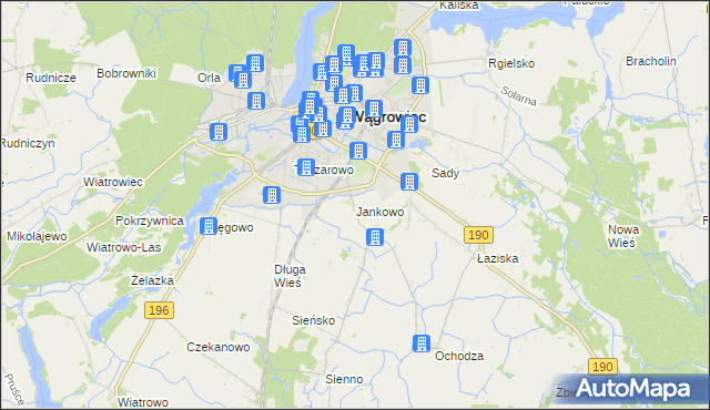 mapa Jankowo gmina Wągrowiec, Jankowo gmina Wągrowiec na mapie Targeo