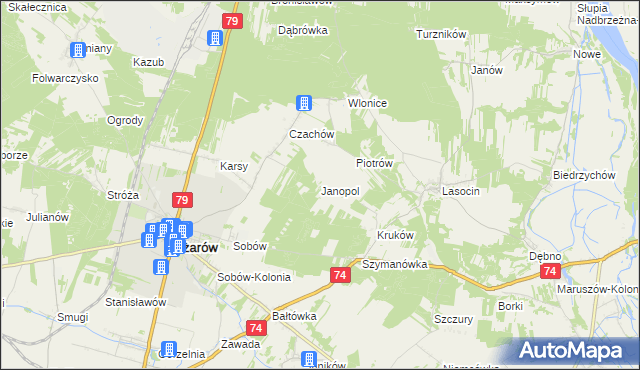 mapa Janopol gmina Ożarów, Janopol gmina Ożarów na mapie Targeo