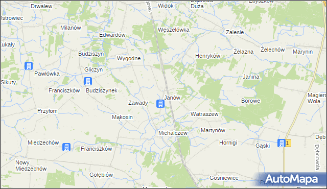 mapa Janów gmina Chynów, Janów gmina Chynów na mapie Targeo