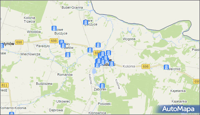 mapa Janów Podlaski, Janów Podlaski na mapie Targeo