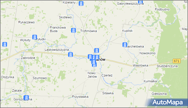 mapa Janów powiat sokólski, Janów powiat sokólski na mapie Targeo