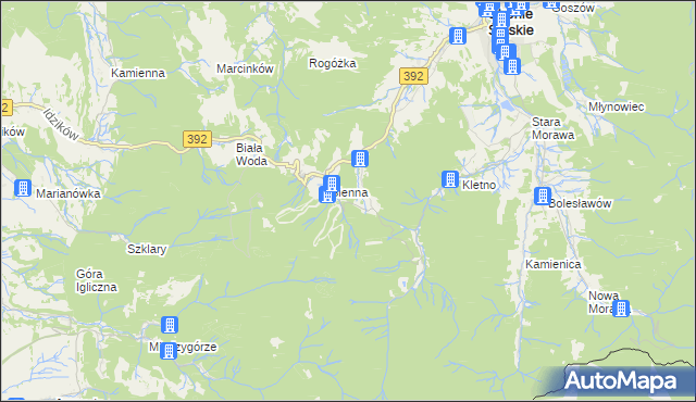 mapa Janowa Góra, Janowa Góra na mapie Targeo