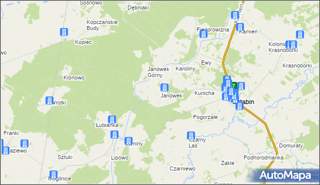 mapa Janówek gmina Sztabin, Janówek gmina Sztabin na mapie Targeo