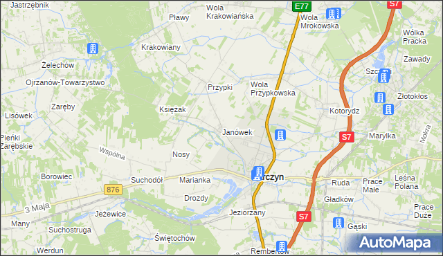 mapa Janówek gmina Tarczyn, Janówek gmina Tarczyn na mapie Targeo