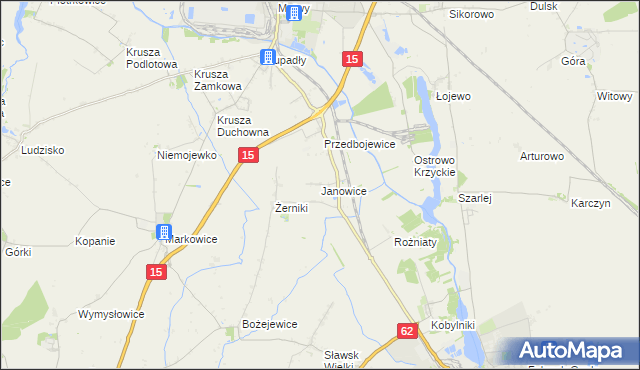 mapa Janowice gmina Kruszwica, Janowice gmina Kruszwica na mapie Targeo