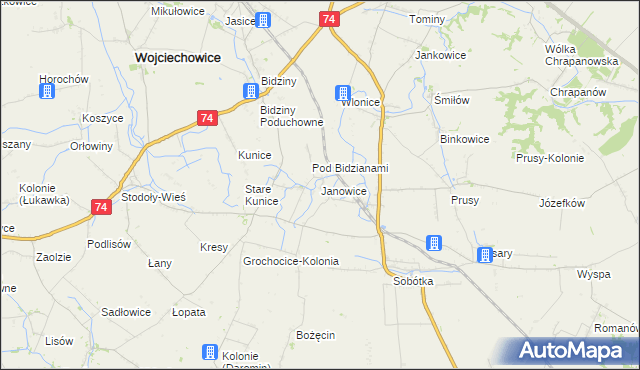 mapa Janowice gmina Ożarów, Janowice gmina Ożarów na mapie Targeo
