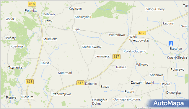 mapa Janowięta, Janowięta na mapie Targeo