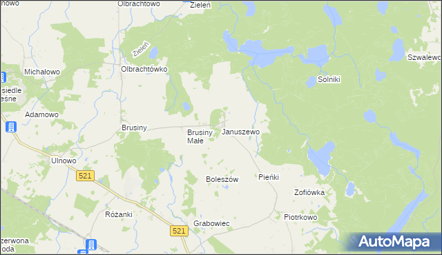mapa Januszewo gmina Susz, Januszewo gmina Susz na mapie Targeo