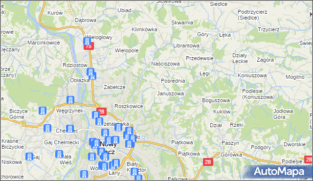 mapa Januszowa, Januszowa na mapie Targeo