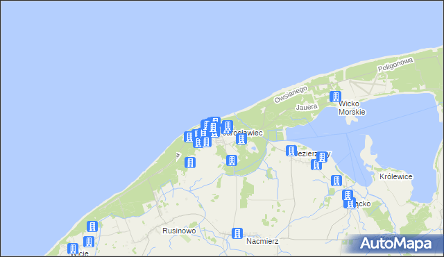 mapa Jarosławiec gmina Postomino, Jarosławiec gmina Postomino na mapie Targeo