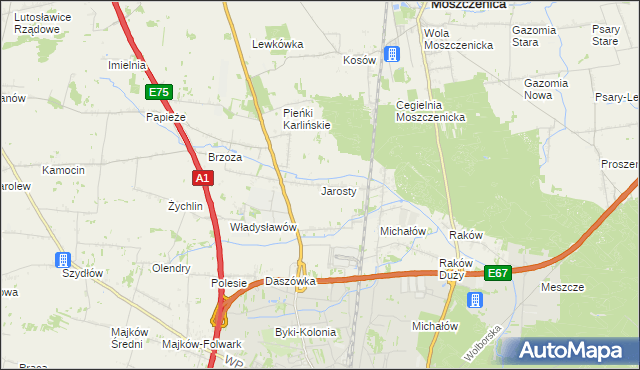 mapa Jarosty, Jarosty na mapie Targeo