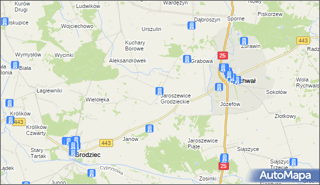 mapa Jaroszewice Grodzieckie, Jaroszewice Grodzieckie na mapie Targeo