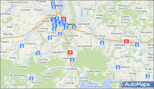 mapa Jaroszowice, Jaroszowice na mapie Targeo