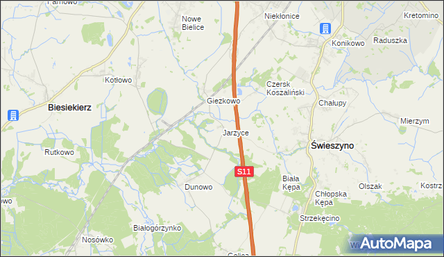 mapa Jarzyce, Jarzyce na mapie Targeo