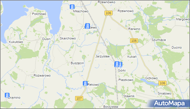 mapa Jarzysław gmina Kamień Pomorski, Jarzysław gmina Kamień Pomorski na mapie Targeo