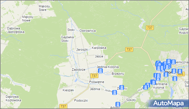 mapa Jaśce, Jaśce na mapie Targeo