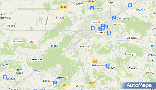 mapa Jasienica gmina Tłuszcz, Jasienica gmina Tłuszcz na mapie Targeo