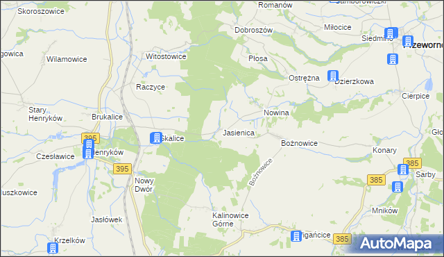 mapa Jasienica gmina Ziębice, Jasienica gmina Ziębice na mapie Targeo