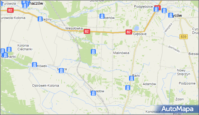 mapa Jasieniec gmina Puchaczów, Jasieniec gmina Puchaczów na mapie Targeo