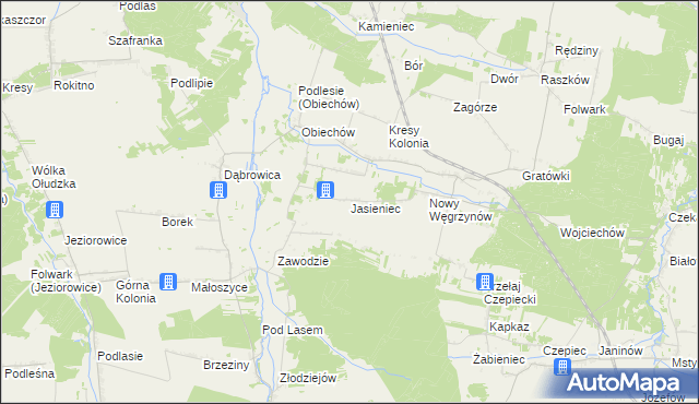 mapa Jasieniec gmina Słupia, Jasieniec gmina Słupia na mapie Targeo