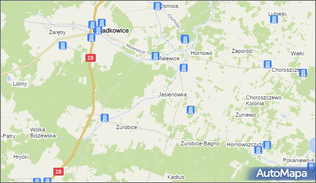 mapa Jasienówka, Jasienówka na mapie Targeo