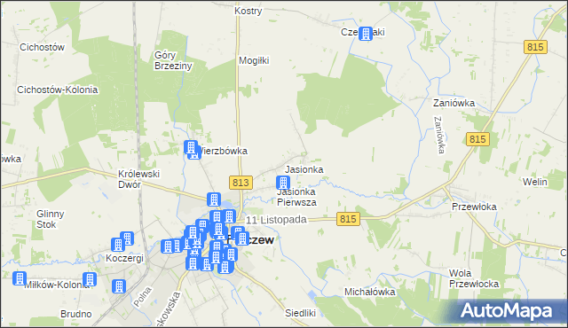 mapa Jasionka gmina Parczew, Jasionka gmina Parczew na mapie Targeo