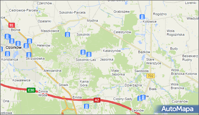 mapa Jasionka gmina Zgierz, Jasionka gmina Zgierz na mapie Targeo