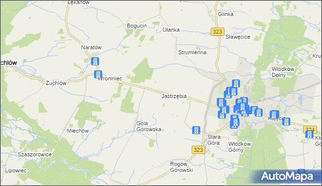 mapa Jastrzębia gmina Góra, Jastrzębia gmina Góra na mapie Targeo