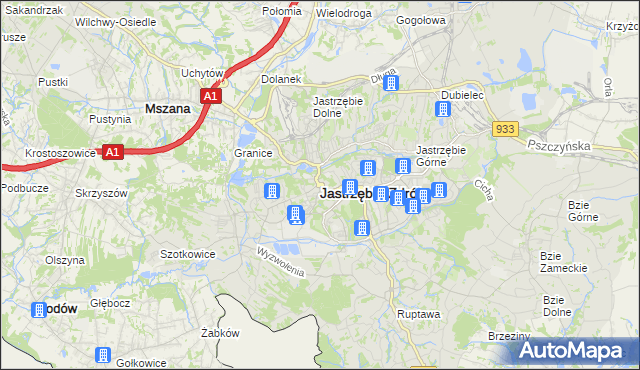 mapa Jastrzębie-Zdrój, Jastrzębie-Zdrój na mapie Targeo
