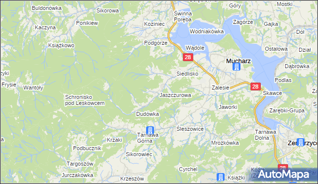 mapa Jaszczurowa gmina Mucharz, Jaszczurowa gmina Mucharz na mapie Targeo