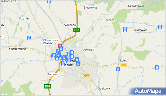 mapa Jaworek gmina Ząbkowice Śląskie, Jaworek gmina Ząbkowice Śląskie na mapie Targeo