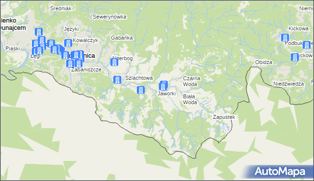 mapa Jaworki gmina Szczawnica, Jaworki gmina Szczawnica na mapie Targeo