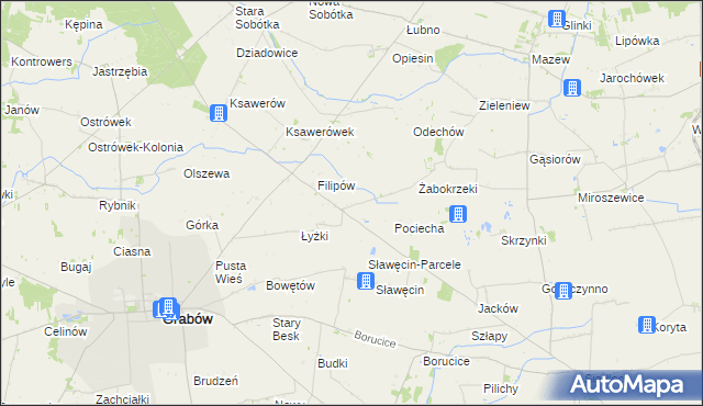 mapa Jaworów gmina Grabów, Jaworów gmina Grabów na mapie Targeo