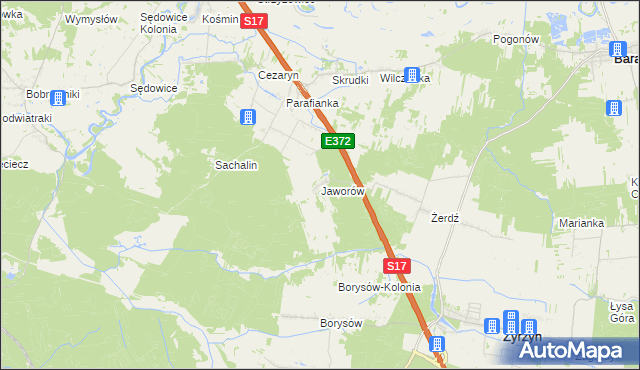 mapa Jaworów gmina Żyrzyn, Jaworów gmina Żyrzyn na mapie Targeo