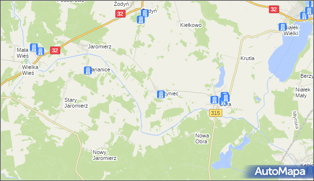 mapa Jażyniec, Jażyniec na mapie Targeo