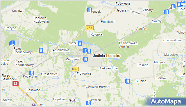 mapa Jedlnia-Letnisko, Jedlnia-Letnisko na mapie Targeo