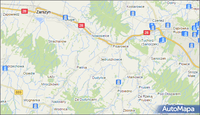 mapa Jędruszkowce, Jędruszkowce na mapie Targeo