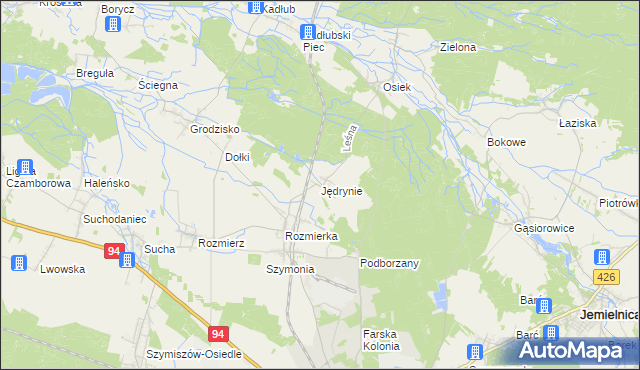 mapa Jędrynie, Jędrynie na mapie Targeo